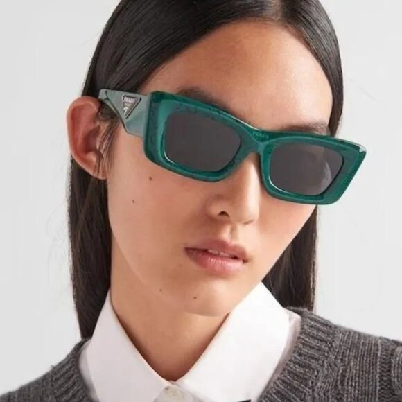 Prada Women's Fashion 50mm Green Marble Sunglasses - Picture 1 of 13